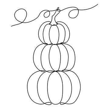 Trendy contour pumpkins continuous line drawing Stock Illustration