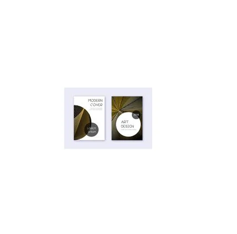 Trendy cover design template set. Gold abstract li Stock Illustration