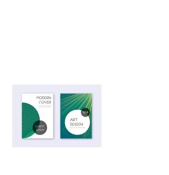 Trendy cover design template set. Green abstract l Stock Illustration