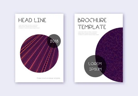 Trendy cover design template set. Violet abstract Stock Illustration