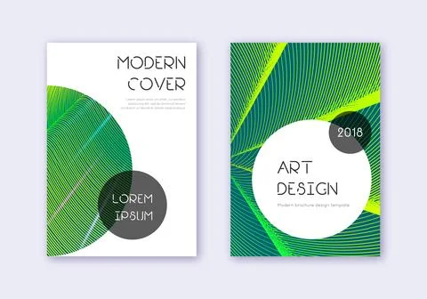 Trendy cover design template set. Green abstract l 스톡 일러스트