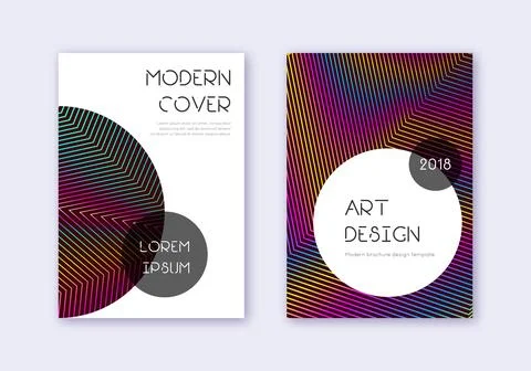 Trendy cover design template set. Rainbow abstract Stock Illustration