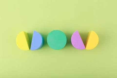 Trendy creative composition with multicolored circles against light green Stock Photos