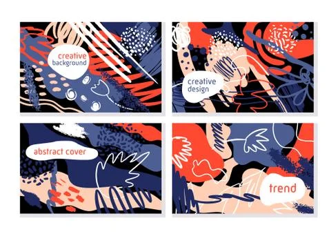 Trendy creative set banner of collage contemporain style with different textures Stock Illustration