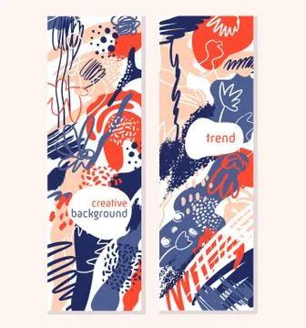 Trendy creative set banner of collage contemporain style with different textures Stock Illustration