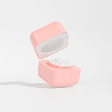 Trendy cubic shape cream jar mockup, round cube skincare packaging Stock Illustration