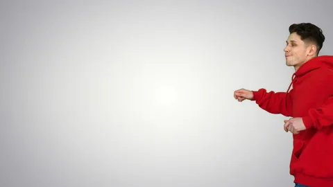 Trendy dancer man walking and dancing on gradient background. Stock-Footage 130700685