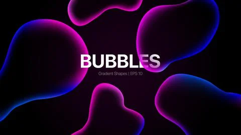 Trendy Dark Abstract Background. Bubbles Shapes. Liquid and Fluid Style Stock Illustration
