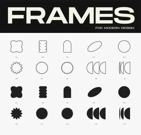 Trendy design elements, geometric shapes, frames Stock Illustration