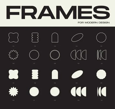 Trendy design elements, geometric shapes, frames Stock Illustration