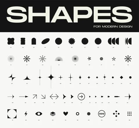 Trendy design elements, geometric shapes, frames Stock Illustration