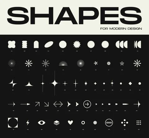 Trendy design elements, geometric shapes, frames Stock Illustration