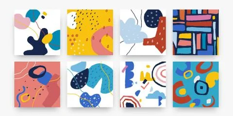 Trendy doodle poster. Scribble modern set of hand drawn patterns for textile イラスト素材