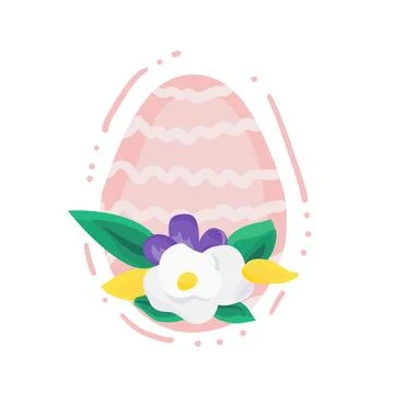 Trendy Easter design with flowers and egg in pastel colors イラスト素材