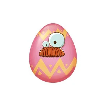 Trendy Easter Egg: Modern Cartoon Character with Bold Lines and Vibrant Colors Illustrazione stock