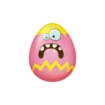 Trendy Easter Egg: Modern Cartoon Character with Bold Lines and Vibrant Colors Illustrazione stock