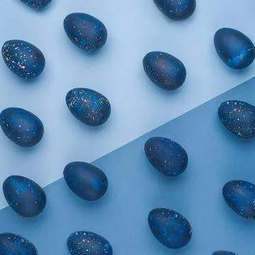 Trendy Easter egg pattern of color of the year-classic blue with gradient eff Stock Photos