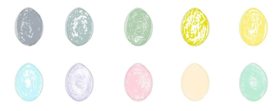 Trendy Easter eggs design, hand painted brush strokes in pastel color, modern Stock Illustration
