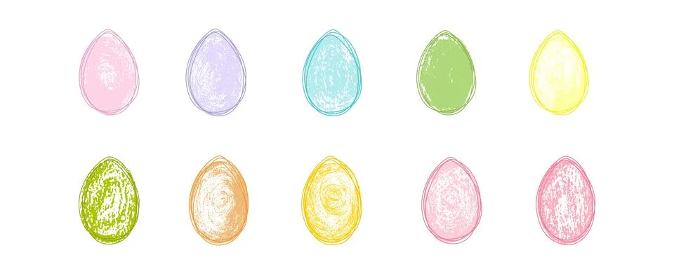 Trendy Easter eggs design, hand painted brush strokes in pastel color, modern Stock Illustration