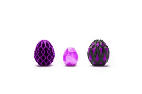 Trendy Easter low poly decor. Pink and black eggs of geometric style. Happy E Stock Photos