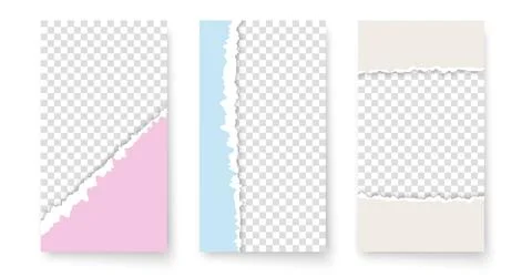 Trendy editable stories template with torn paper texture. Vector layout design Stock Illustration