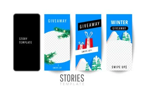 Trendy editable template for social networks stories with gift boxes, christm Stock Illustration