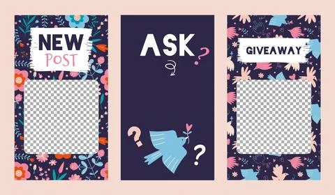 Trendy editable template for stories with spring vibe, vector  illustration.. Stock Illustration