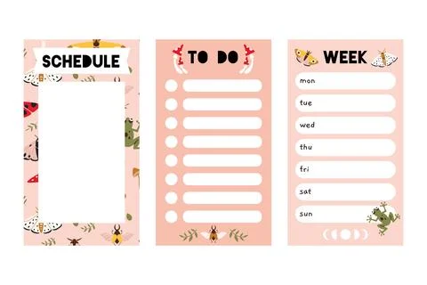 Trendy editable weekly planner, schedule and to do list. Vector stock illus.. Stock Illustration