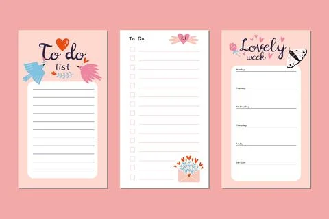 Trendy editable weekly spring planner, schedule and to do list. Vector stoc.. Stock Illustration