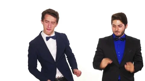 Trendy elegant young guys dancing Stock Footage
