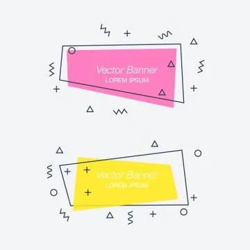 Trendy flat geometric vector banners Stock Illustration