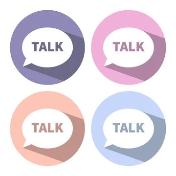 Trendy Flat Icons With Speech Bubbles and word Talk. Set. Vector with a Long  Illustrazione stock