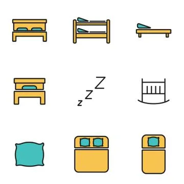 Trendy flat line icon pack for designers and developers. Vector line bed icon Illustrazione stock