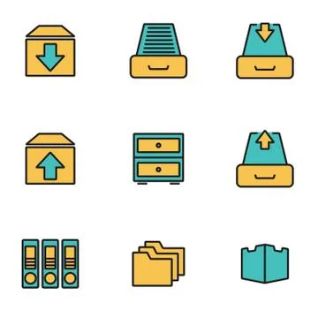 Trendy flat line icon pack for designers and developers. Vector line archive  Stock Illustration