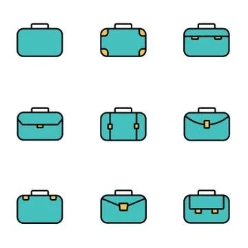Trendy flat line icon pack for designers and developers. Vector line briefcas Stock Illustration