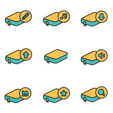 Trendy flat line icon pack for designers and developers. Vector line book ico Stock Illustration