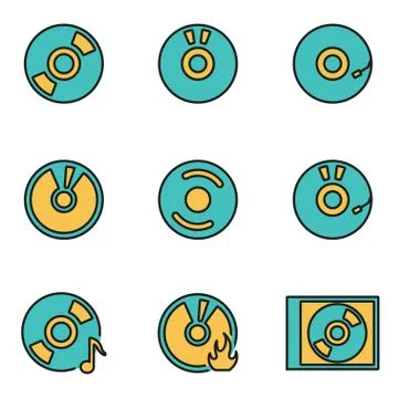 Trendy flat line icon pack for designers and developers. Vector line cd icon  Stock Illustration