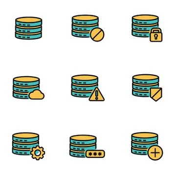 Trendy flat line icon pack for designers and developers. Vector line database Stock Illustration
