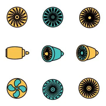 Trendy flat line icon pack for designers and developers. Vector line turbines Illustrazione stock