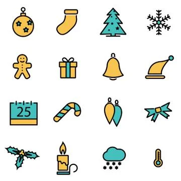 Trendy flat line icon pack for designers and developers. Vector line christma 스톡 일러스트