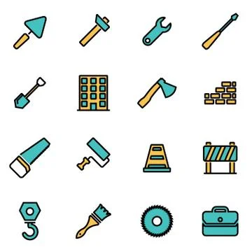 Trendy flat line icon pack for designers and developers. Vector line construc Illustrazione stock