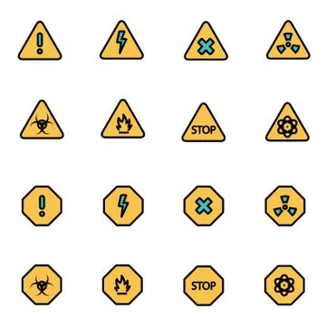 Trendy flat line icon pack for designers and developers. Vector line danger i Stock Illustration