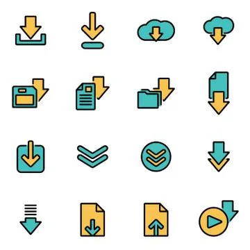 Trendy flat line icon pack for designers and developers. Vector line download Stock Illustration