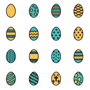 Trendy flat line icon pack for designers and developers. Vector line easter i Stock Illustration