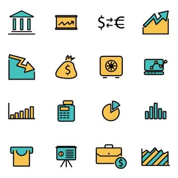 Trendy flat line icon pack for designers and developers. Vector line economic Stock Illustration