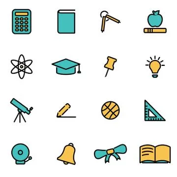 Trendy flat line icon pack for designers and developers. Vector line educatio Stock Illustration