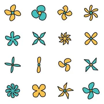 Trendy flat line icon pack for designers and developers. Vector line fans and Stock Illustration