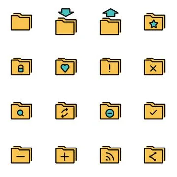Trendy flat line icon pack for designers and developers. Vector line folder i Stock Illustration