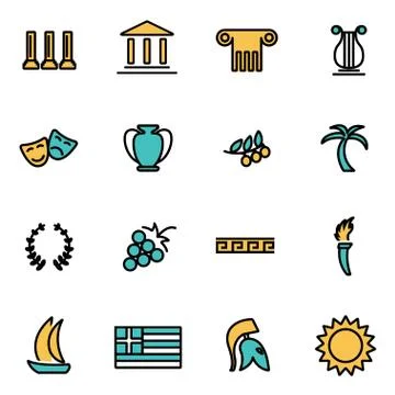 Trendy flat line icon pack for designers and developers. Vector line greece i Stock Illustration