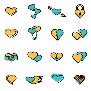Trendy flat line icon pack for designers and developers. Vector line heart ic Stock Illustration